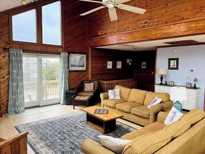 Smart TV, DVD player, books, video library