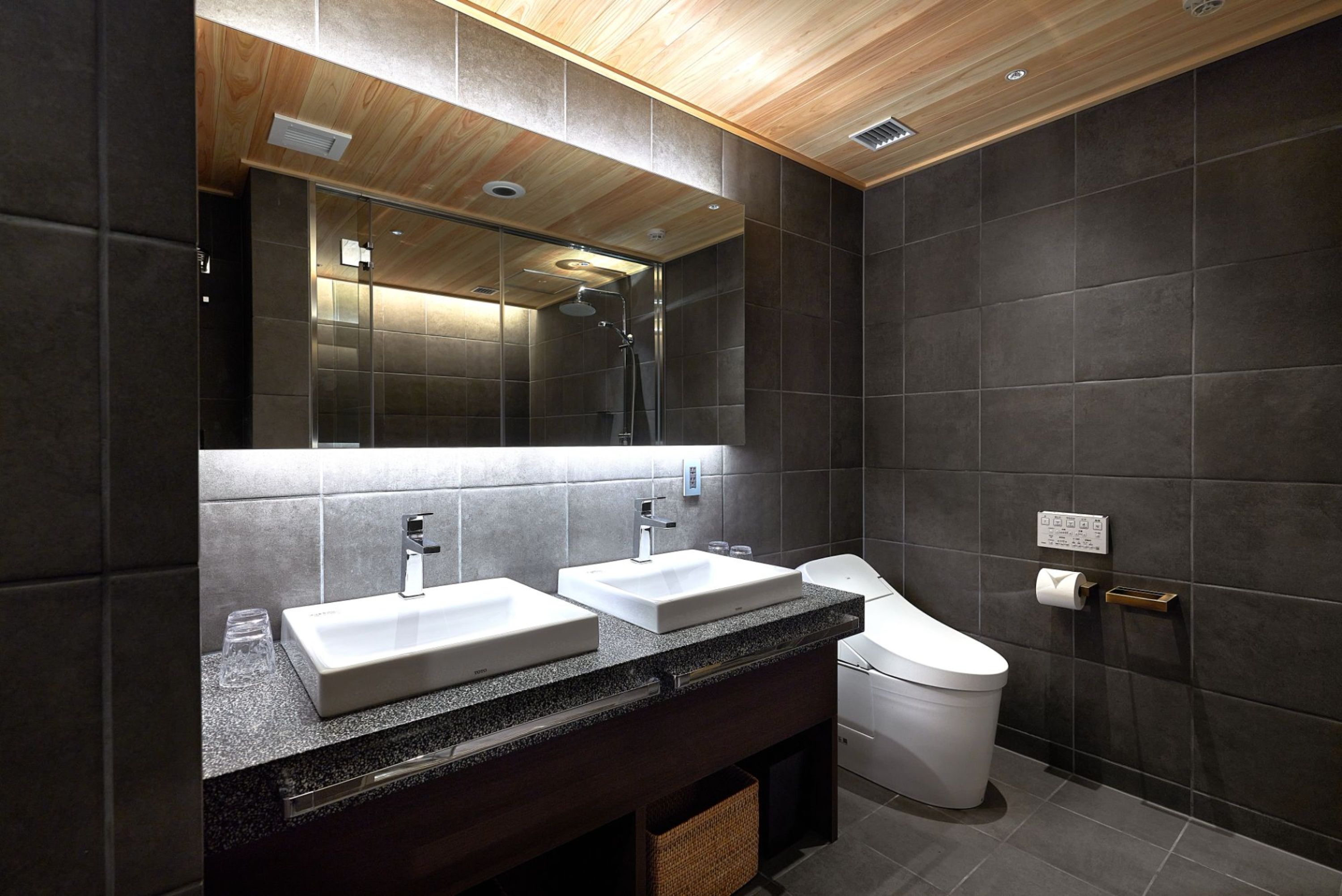 separate bathtub and shower, hydromassage showerhead, hair dryer