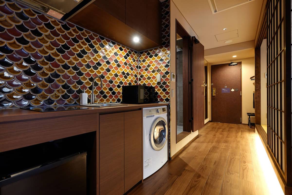 fridge, electric kettle, eco-friendly cleaning products