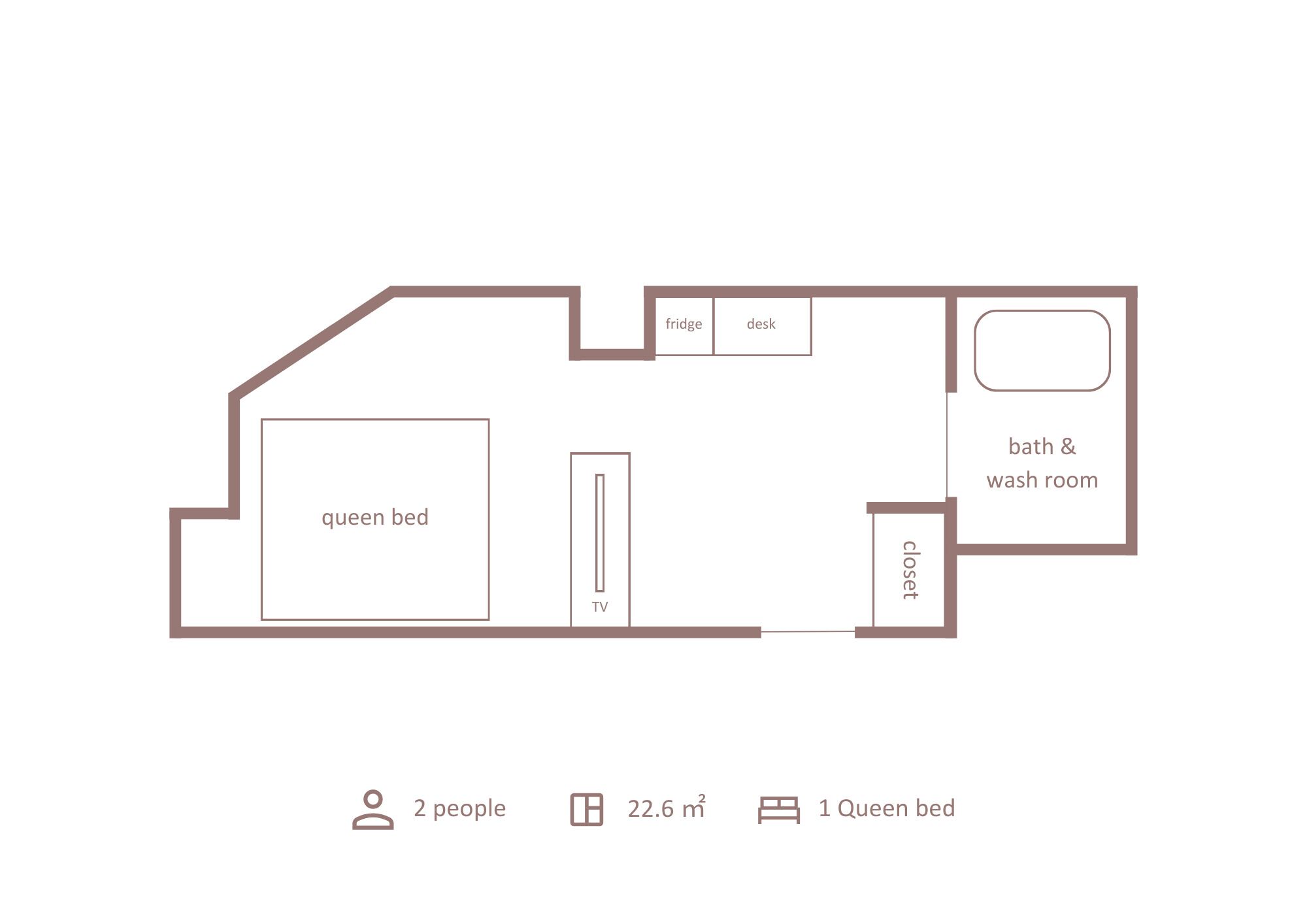 standard room, 1 queen bed, non smoking, refrigerator | floor plan