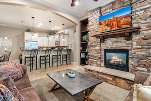 TV, fireplace, DVD player