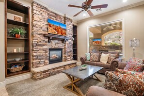 TV, fireplace, DVD player