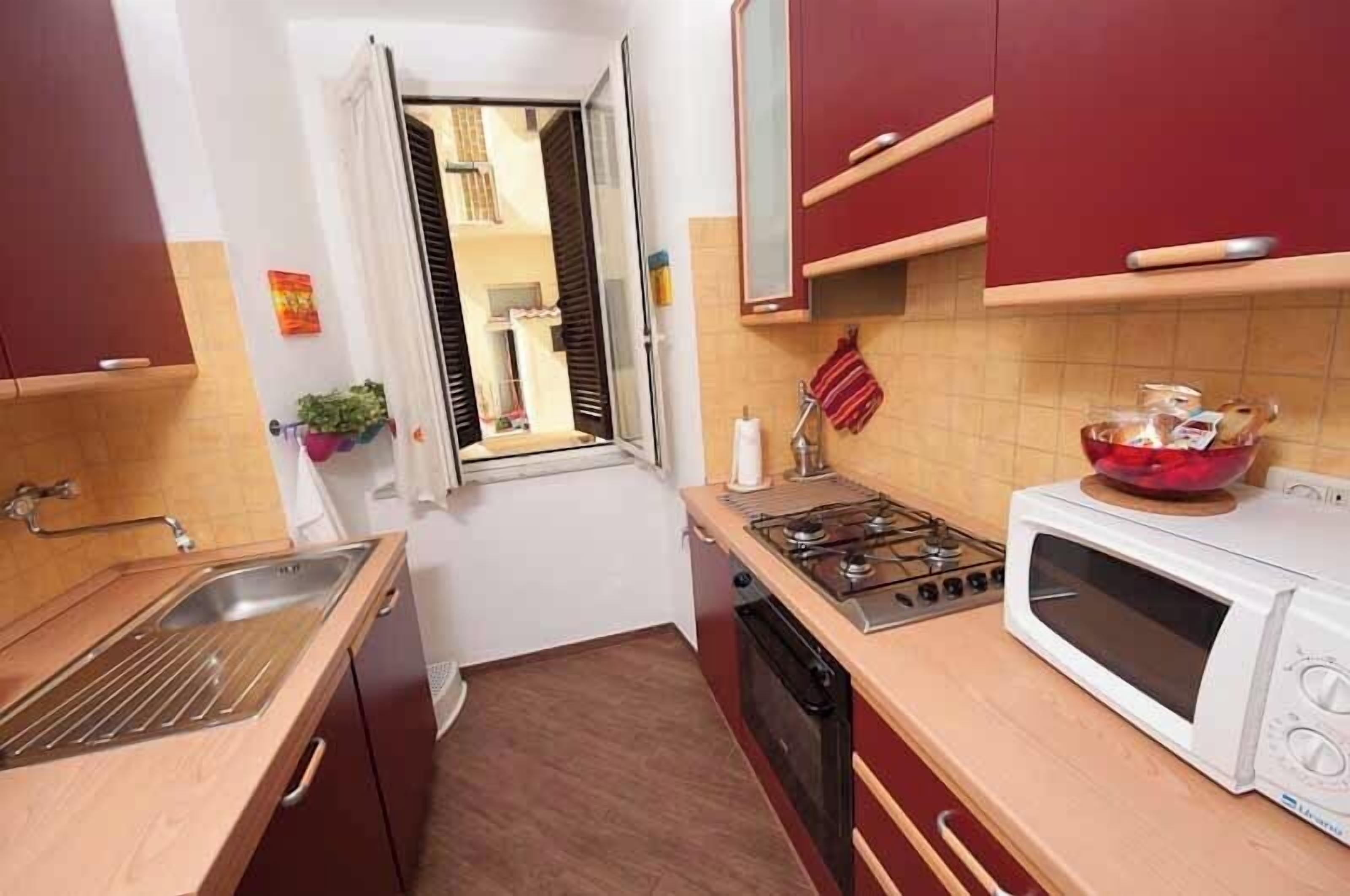Appartement, 1 slaapkamer, uitzicht op tuin | Privékeuken | Een koffiezetapparaat/waterkoker, een kookplaat, een waterkoker