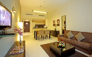 Apartment, 2 Bedrooms | Living area | LCD TV - First Royal Hotel Apartment (Dubai)
