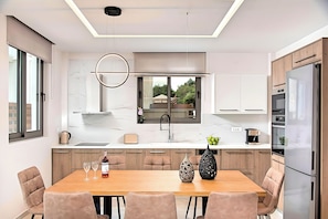 Fridge, microwave, oven, stovetop - Minoas Villa | Heated Pool | 10 guests (Georgioupoli)