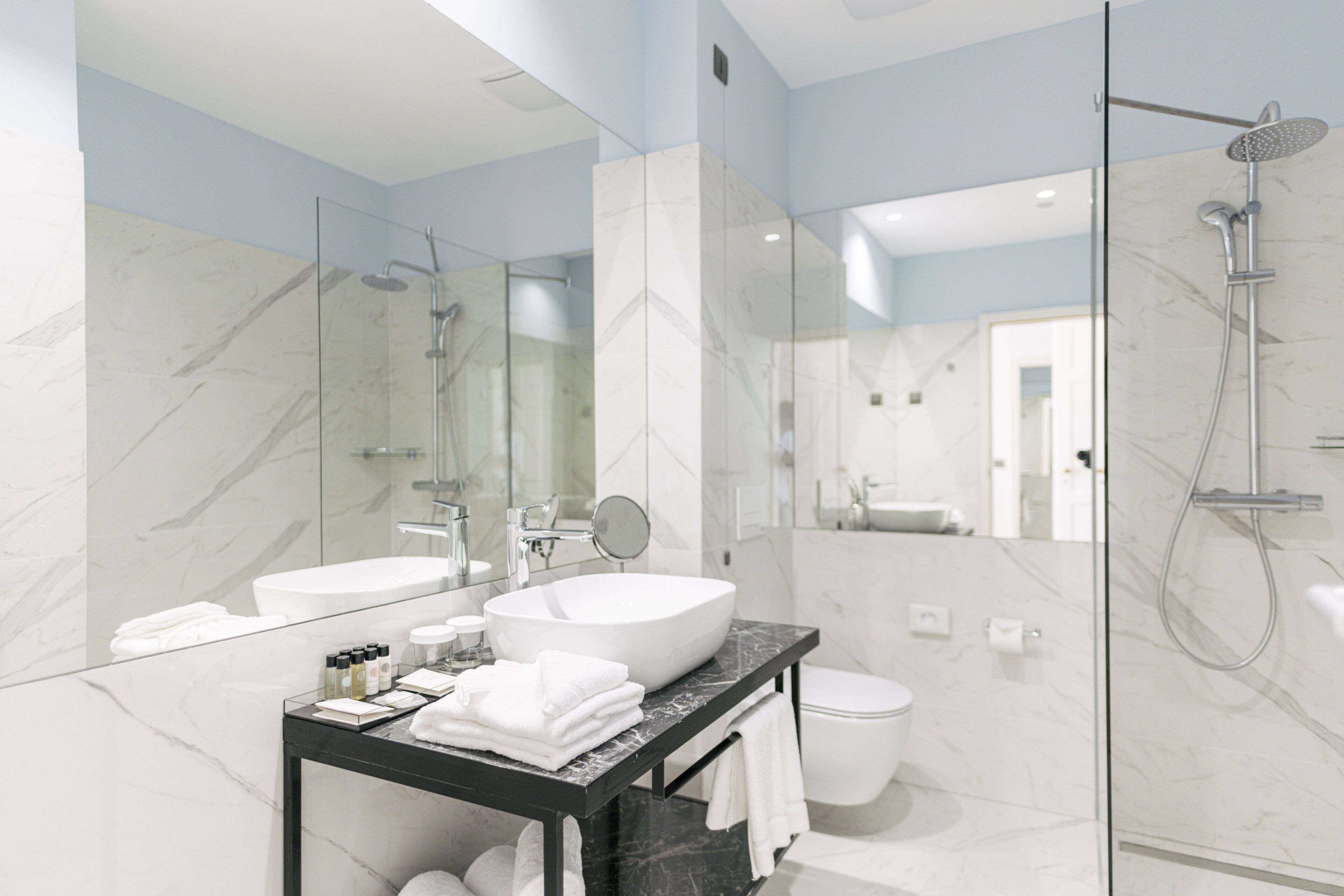 shower, free toiletries, hair dryer, bathrobes