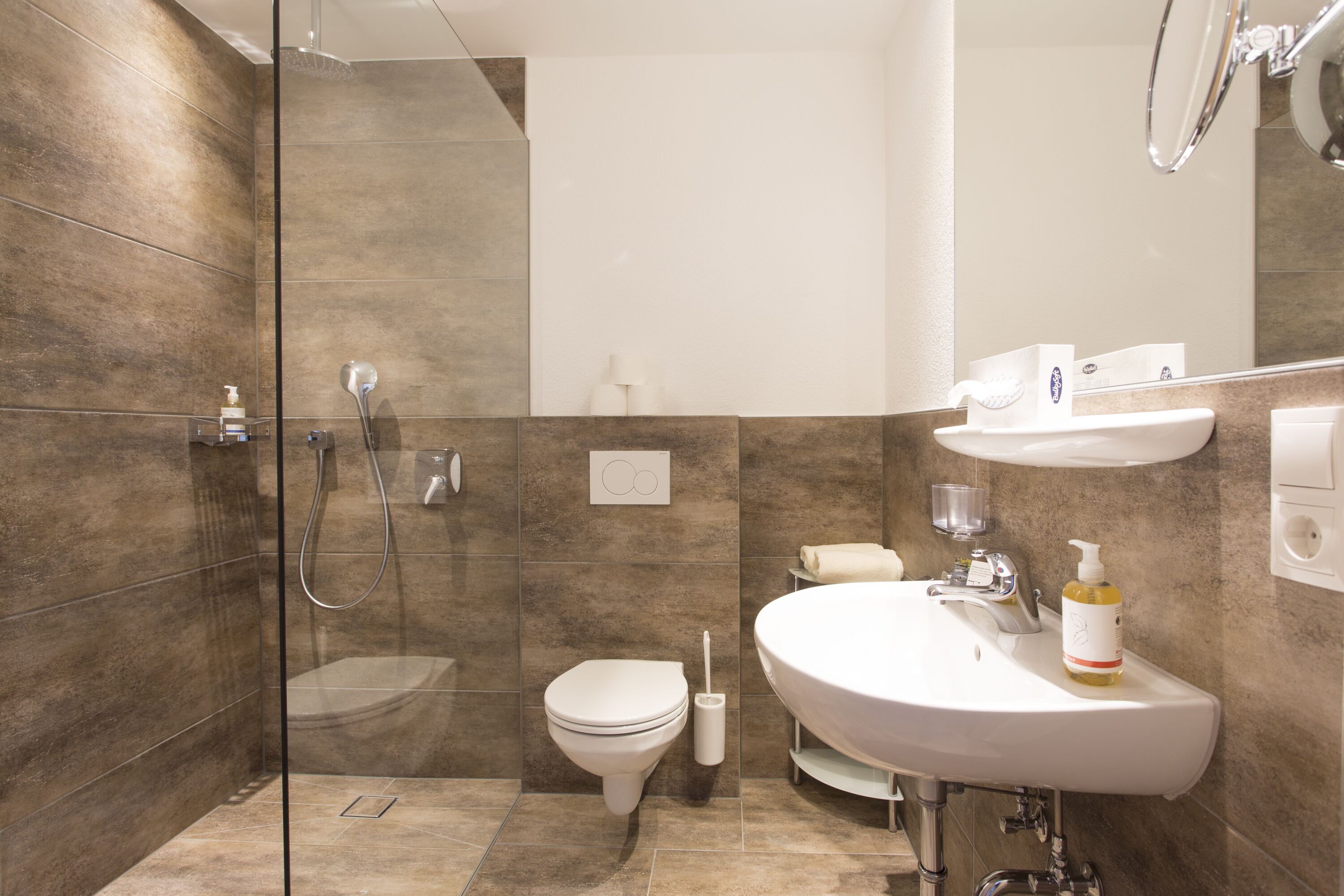 apartment | bathroom | shower, hair dryer, bathrobes, slippers