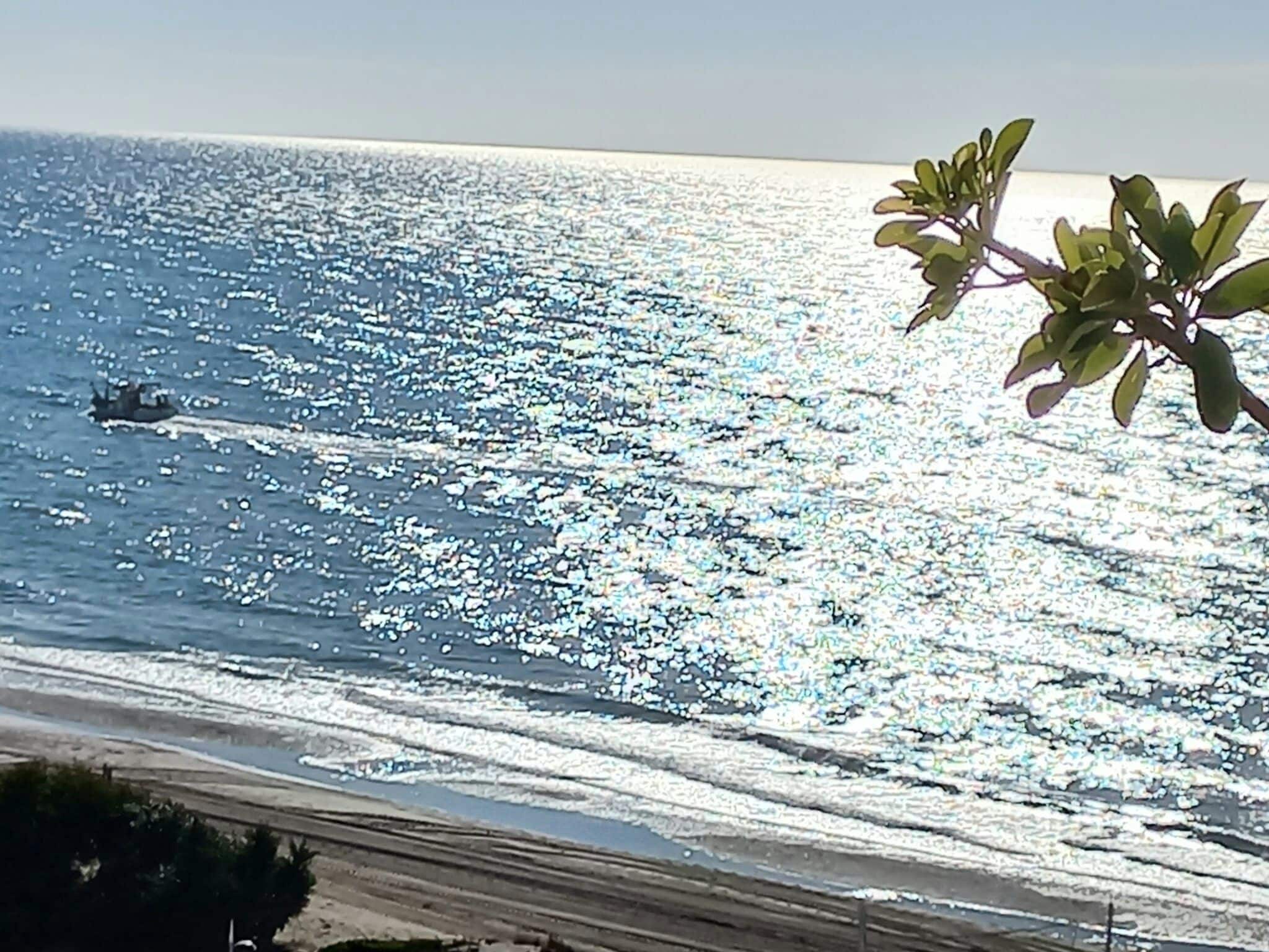 On the beach, sun-loungers, beach towels