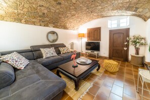 Smart TV, caminetto, lettore DVD, tavolo da ping pong