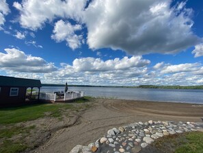 On the beach, beach towels - Adirondack Lakeside Lodging, Wrap Around Deck, Panoramic Lakeviews, Beach Access (Cold Brook)