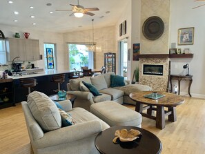 TV, fireplace, stereo