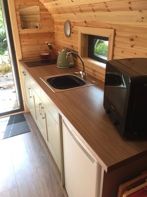 Fridge, microwave, stovetop, electric kettle - Luxury Glamping Pod surrounded by nature. (Lairg)