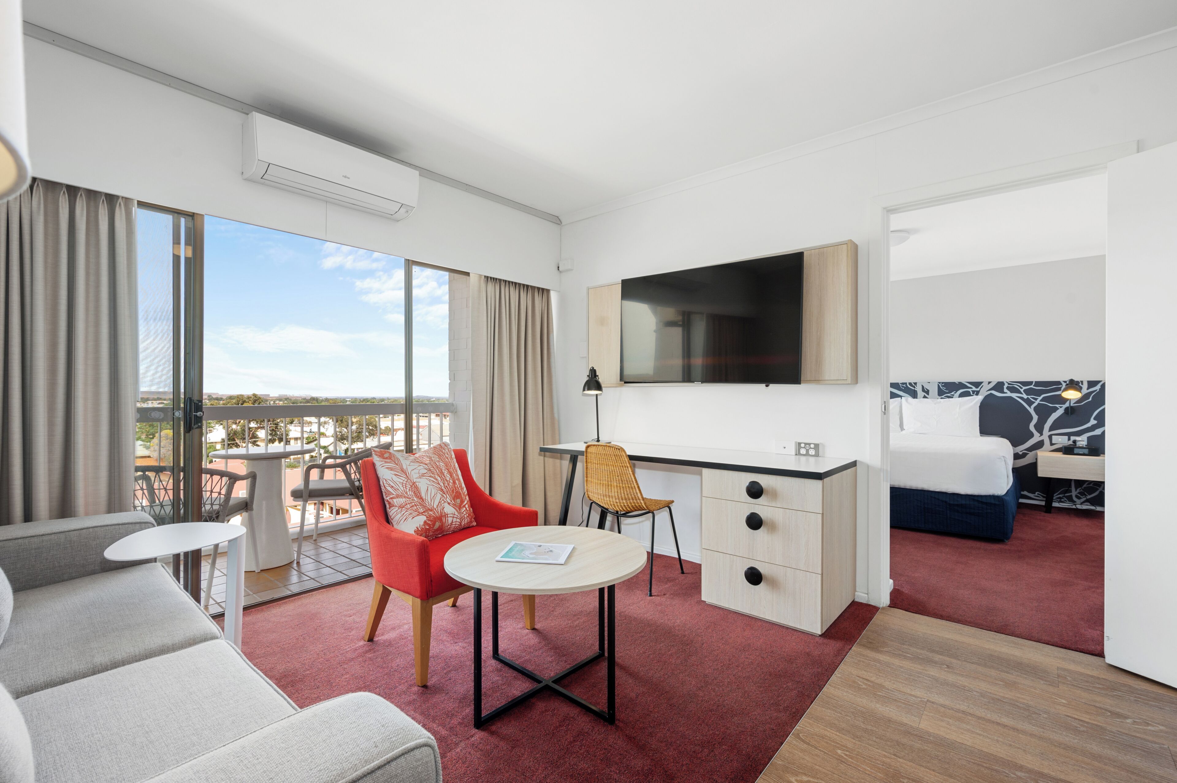 In-room safe, desk, laptop workspace, soundproofing