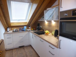 Fridge, microwave, oven, stovetop - Large 1-room apartment "Hochvogel" with optional hotel service (Bolsterlang)