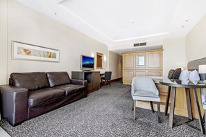 Studio | Living area | 43-inch LCD TV with digital channels, TV - Gold Tower Private 17th Level Suite with Ocean Views (Surfers Paradise)