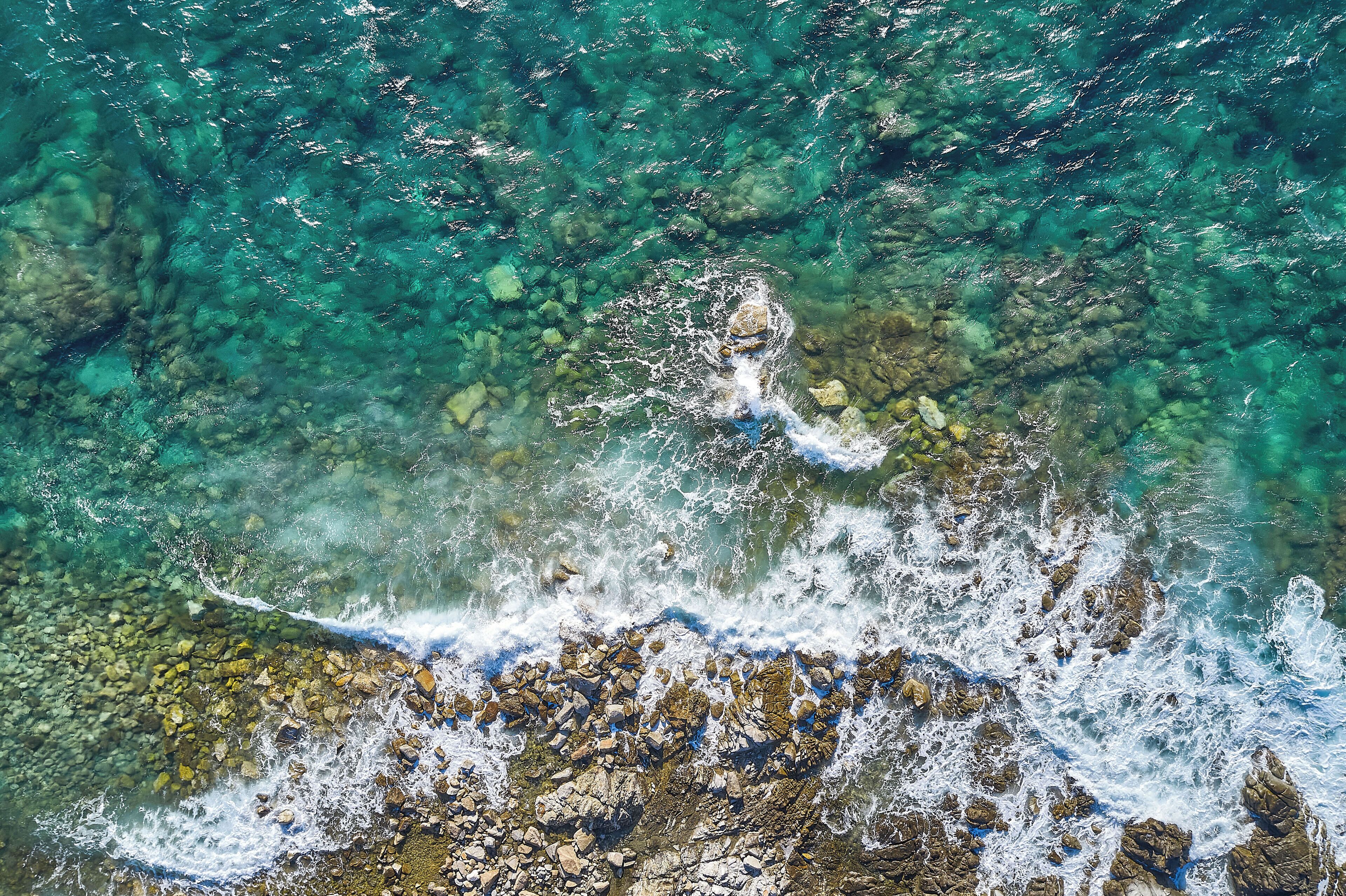 on the beach, beach umbrellas
