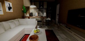 Een bureau, gratis wifi, beddengoed