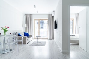 Appartement, 1 slaapkamer | 1 slaapkamer, een strijkplank/strijkijzer, gratis wifi, beddengoed