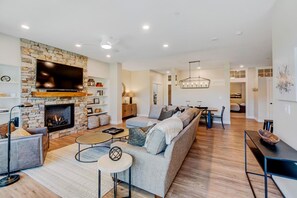 Smart TV, fireplace, video games, Hulu