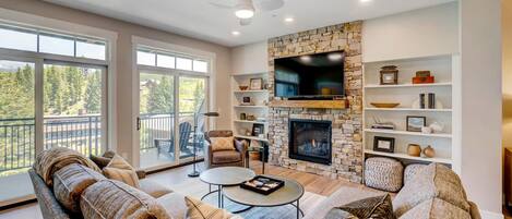 Smart TV, fireplace, video games, Hulu