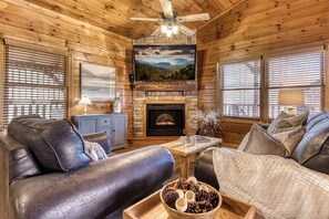 Smart TV, fireplace, video games, DVD player