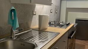 A modern kitchen with a stainless steel sink, a gas stove, and a dishwasher. - Alloggio Turistico Belvedere Gallese (Gallese)