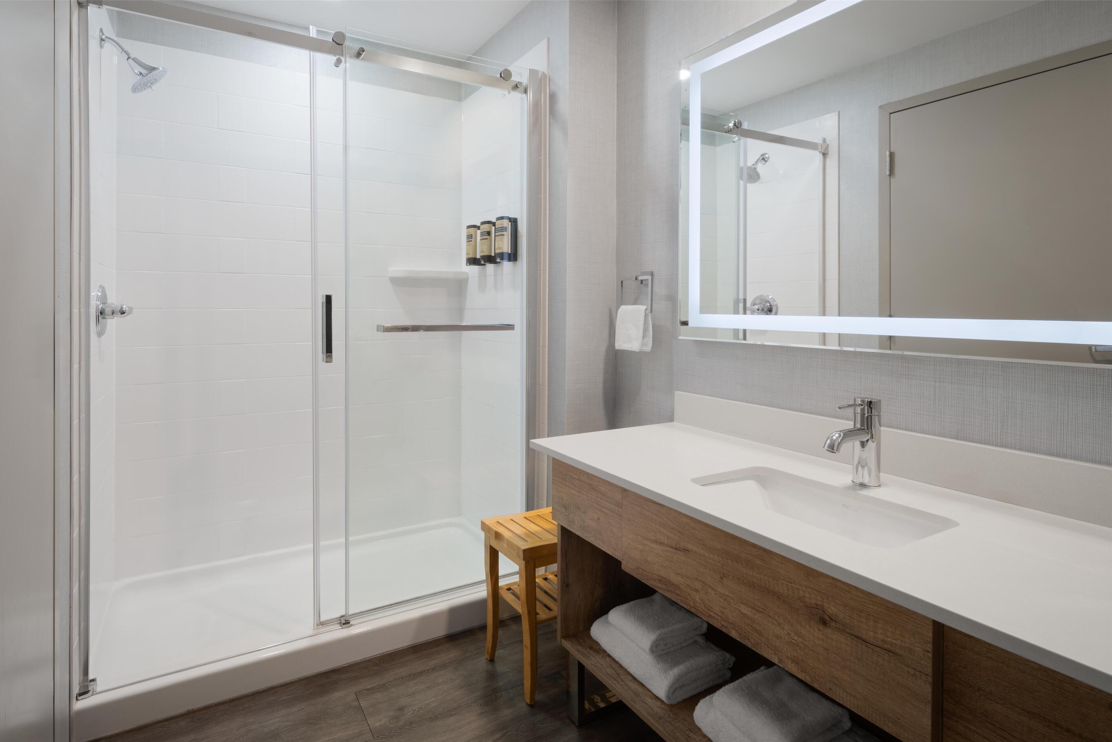 free toiletries, hair dryer, towels, soap