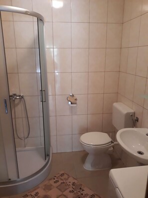 Dusche, Haartrockner, Handtücher