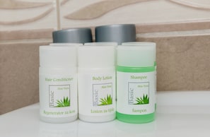Douche, sèche-cheveux, serviettes fournies
