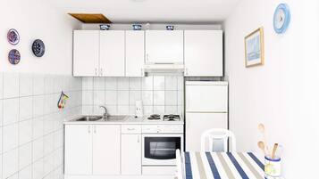 Fridge, oven, stovetop, cookware/dishes/utensils