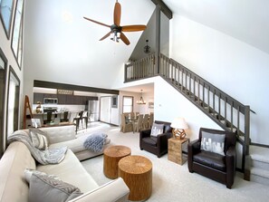 Smart TV, fireplace, video games, stereo