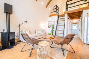 TV, fireplace - The Back Porch ~ Modern A-Frame with a View (Mountain View)