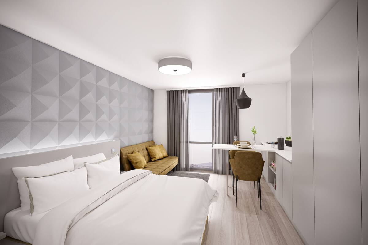 Studio (Penthouse) | Blackout curtains, soundproofing, iron/ironing board, free WiFi