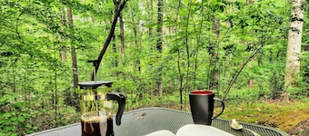 Cozy Milton Guest Suite with Private, Wooded Patio & Kitchenette