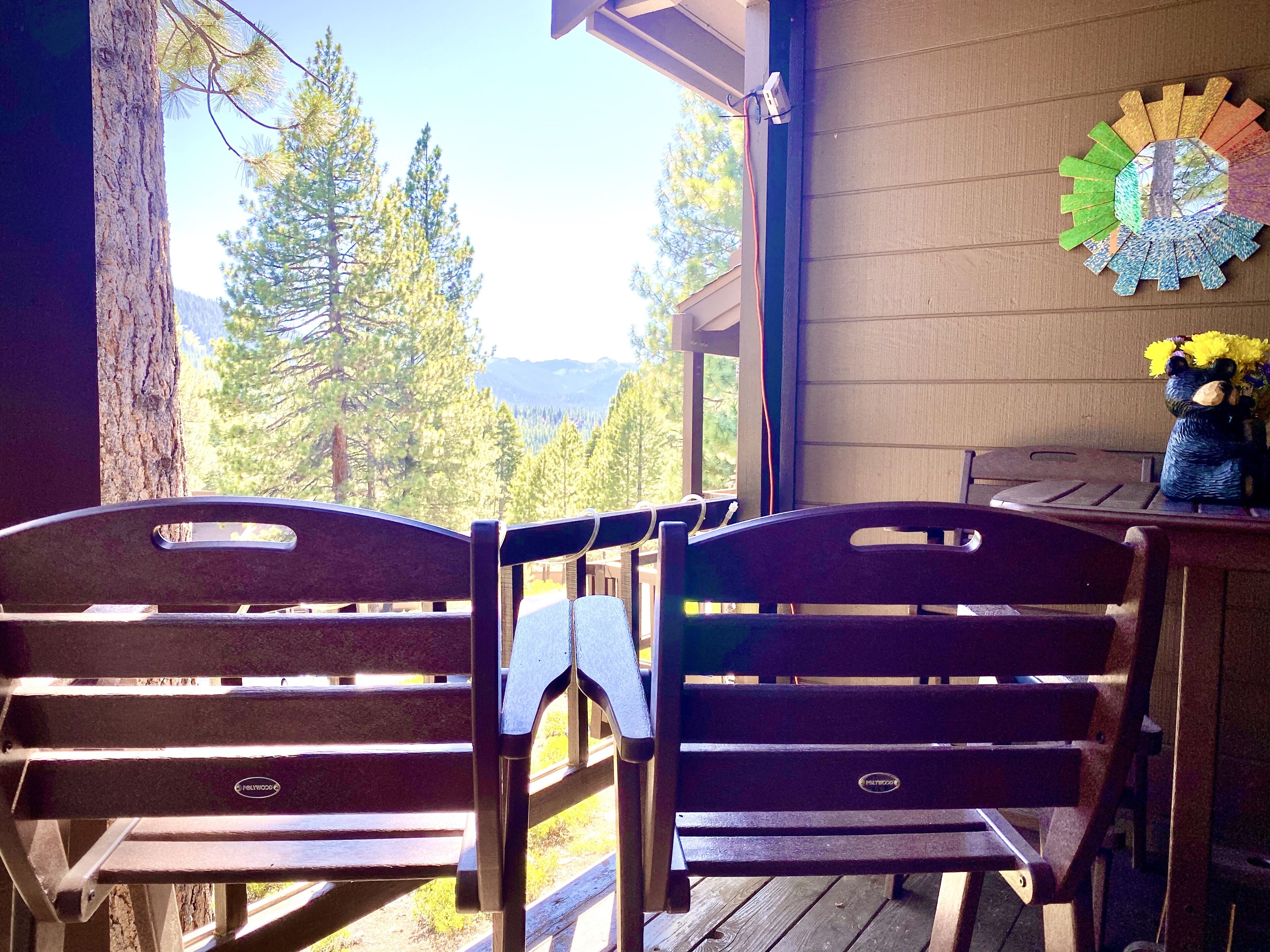 A cozy spot for two or four to take in the view.