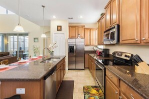 Fridge, microwave, dishwasher, coffee/tea maker