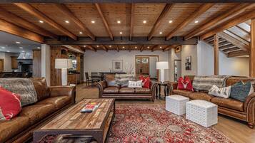 Télévision, cheminée, jeux vidéo, baby-foot