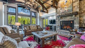 智能電視、壁爐、DVD 播放機、音響