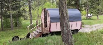 Gypsy wagon is located in Caribou Trail Wagon Camp
