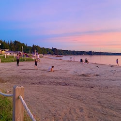 On the beach, white sand