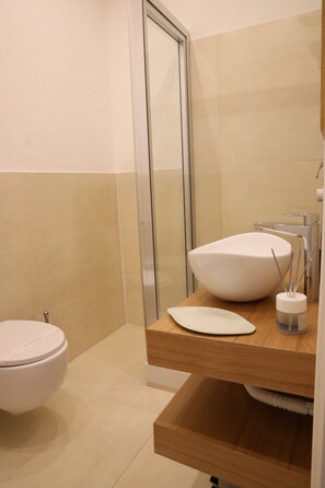 Ducha, secador de pelo, bidet, toallas