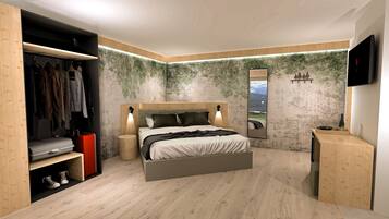 Habitación Deluxe con 1 cama matrimonial o 2 individuales | Edredón, caja de seguridad en la habitación, escritorio y wifi gratis