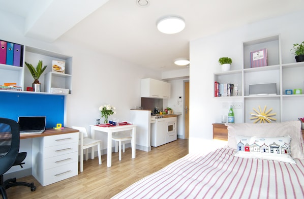Estudio, 1 cama matrimonial | Escritorio, tabla de planchar con plancha y wifi gratis 