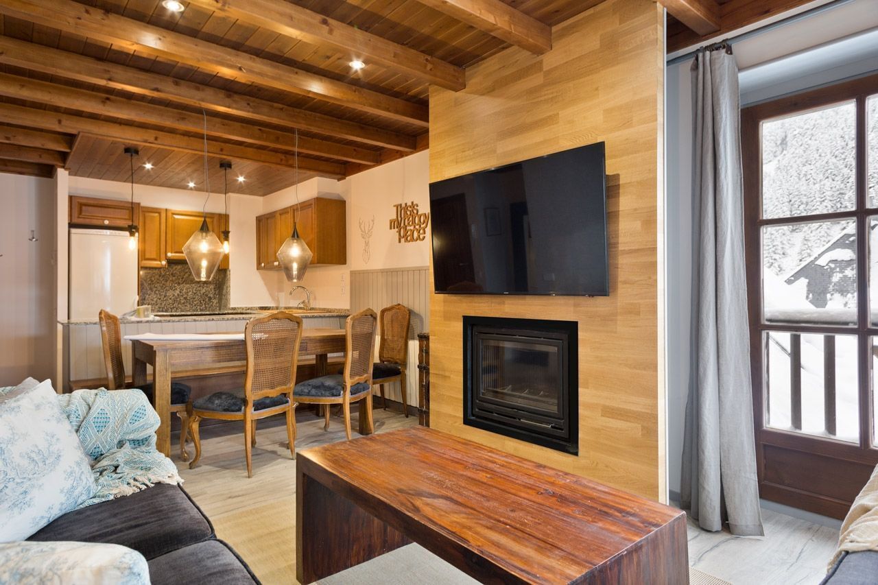 TV, fireplace