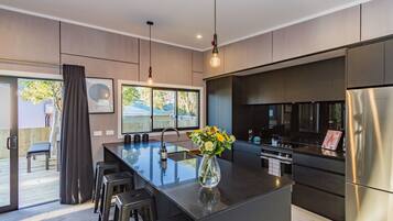 Fridge, microwave, dishwasher, toaster