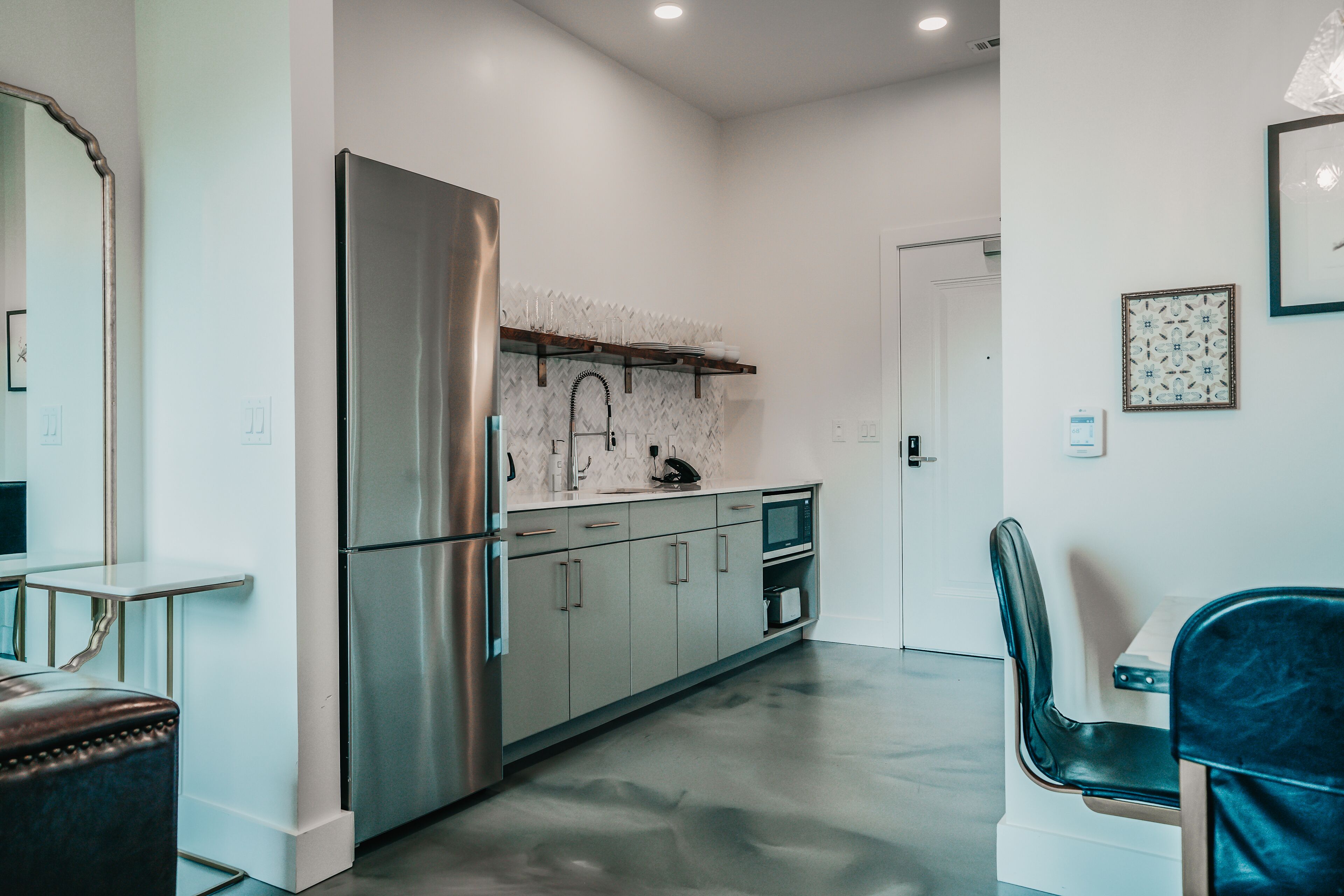 studio, 1 king bed | private kitchen | full-sized fridge, microwave, coffee/tea maker, toaster