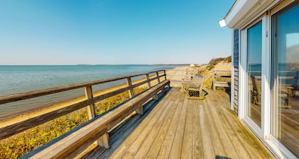 Oceanfront home with great views, deck, grill & beach access - dog-friendly