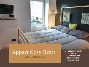 Departamento, vista al patio (COSY BREST 8) | 1 habitación, ropa de cama de alta calidad y camas con efecto memoria