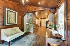 TV, stereo - Hot Tub, Dock, Lakefront: Luxe Six Mile Retreat (Six Mile)
