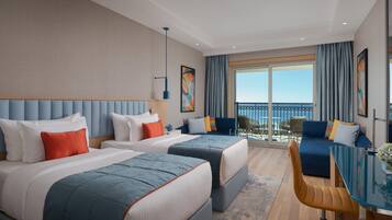 Deluxe Twin Room, 2 Twin Beds, Sea View | Minibar, desk, laptop workspace, soundproofing